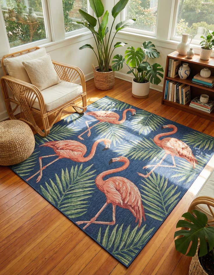 Detail image of  7' 10 x 7' 10  Washable Baja Indoor / Outdoor Square Rug