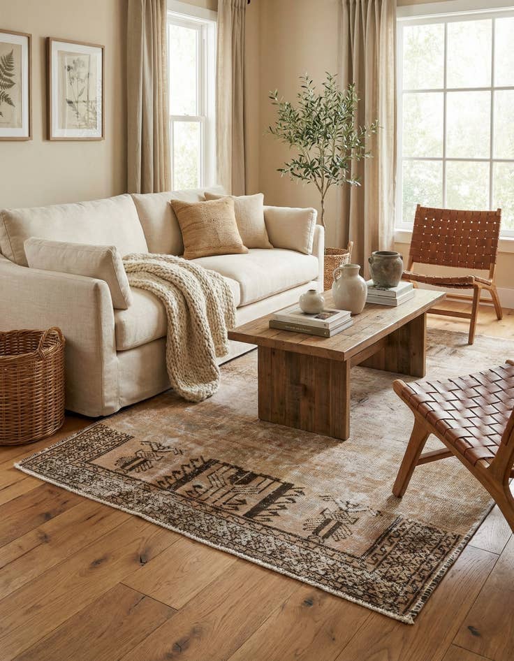 Detail image of 4' 1 x 6' 4  Hand Knotted Ultra Vintage Persian Wool Rug