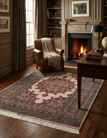 4' 2 x 6' 5 Hand Knotted Bokhara Oriental Wool Rug