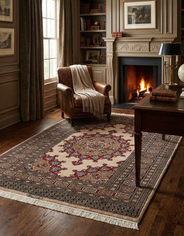 4' 2 x 6' 5 Hand Knotted Bokhara Oriental Wool Rug