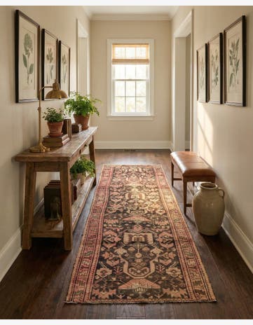 3' 7 x 9' Hand Knotted Hamedan Persian Wool Runner Rug