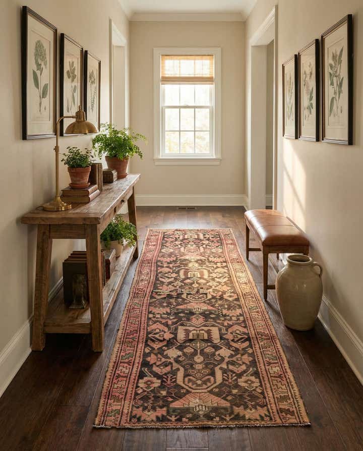 3' 7 x 9' Hand Knotted Hamedan Persian Wool Runner Rug