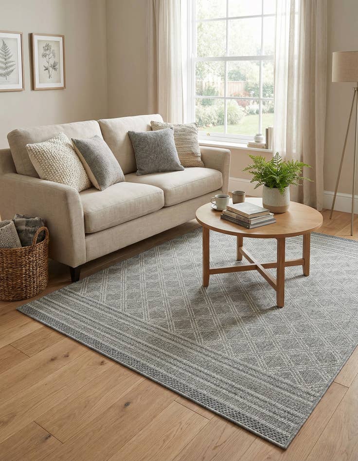 Detail image of  5' 1 x 5' 1  Washable Lattice Indoor / Outdoor Square Rug