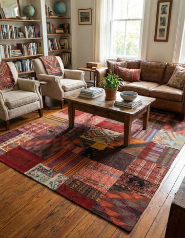 5' 6 x 7' 10 Hand Woven Kilim Patchwork Wool Rug