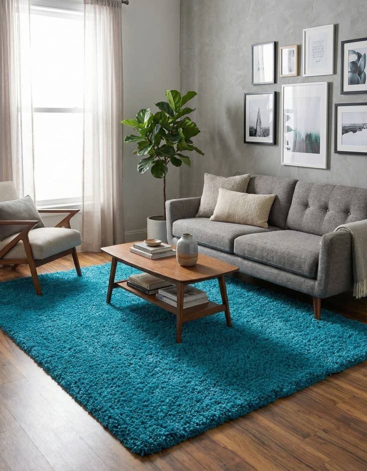 Detail image of  5' 3 x 8' Solid Shag Rug