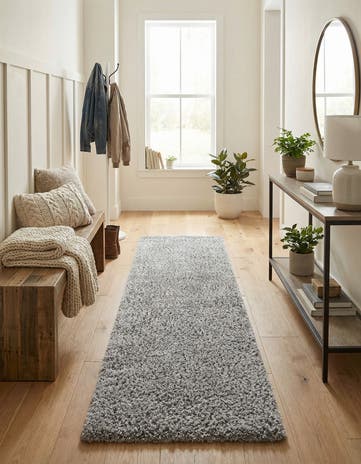 LGrey Zermatt Shag Runner Rug