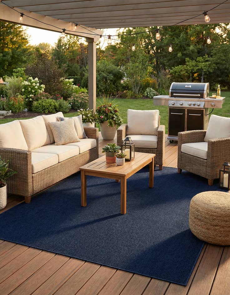 Detail image of 7' 10 x 10' Easy-Clean Solid Indoor / Outdoor Rug