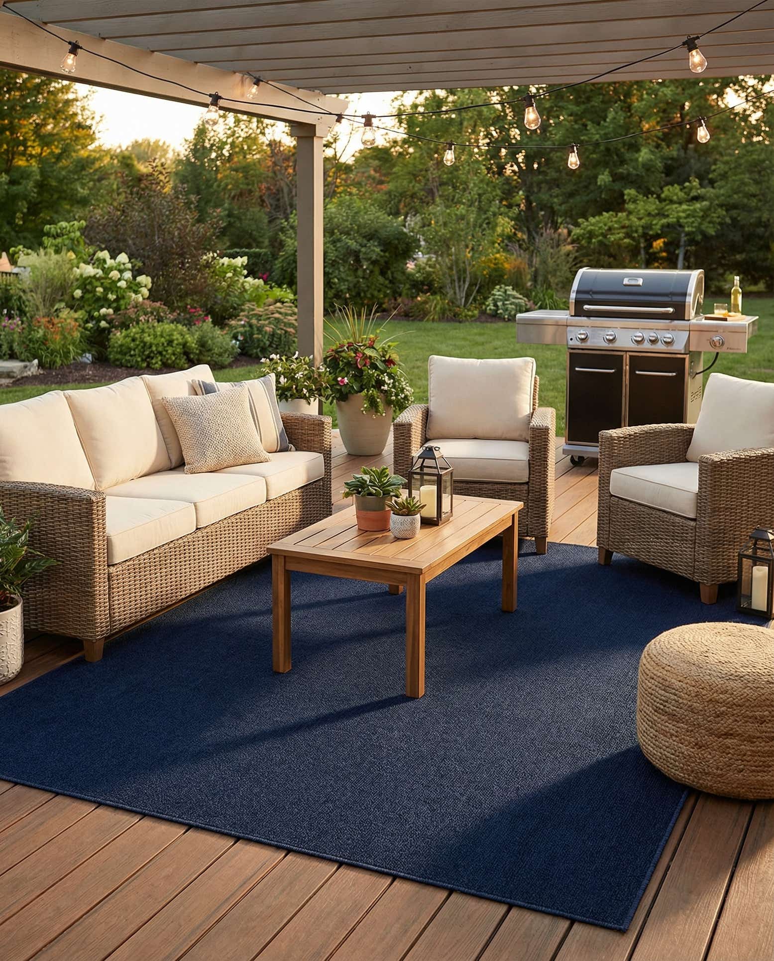 7' 10 x 10' Easy-Clean Solid Indoor / Outdoor Rug