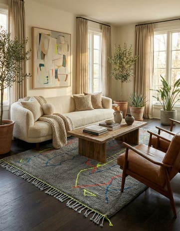 6' 9 x 9' 6 Hand Knotted Moroccan Wool Rug