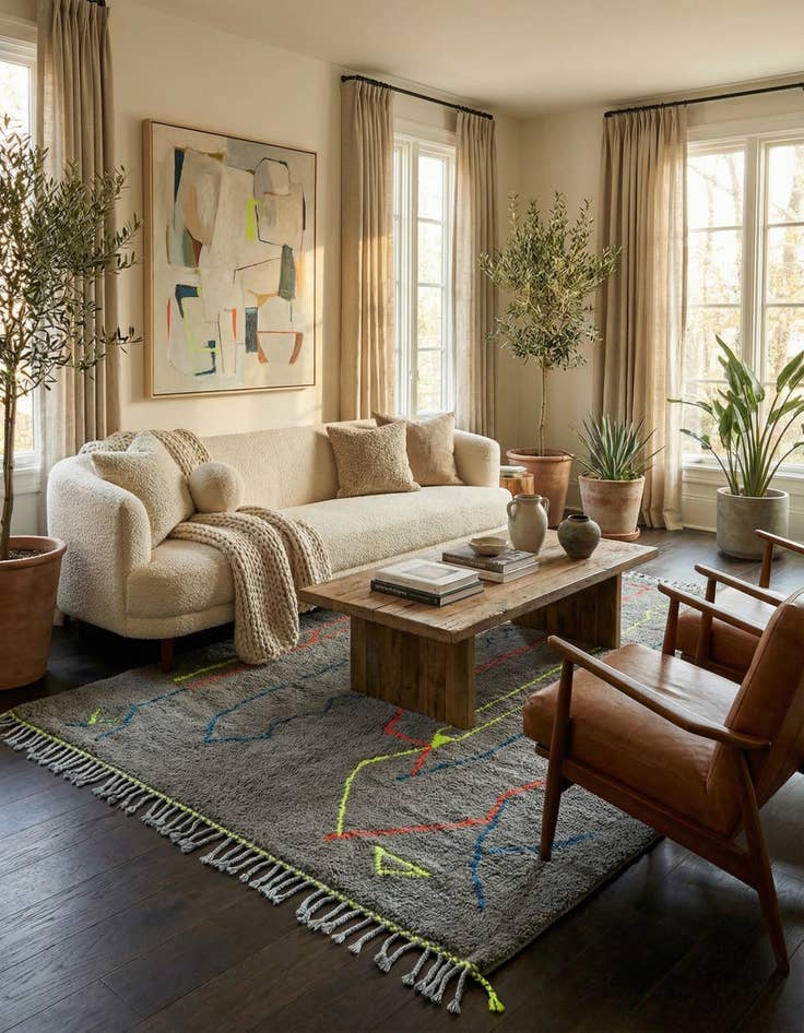 Detail image of 6' 9 x 9' 6  Hand Knotted Moroccan Wool Rug