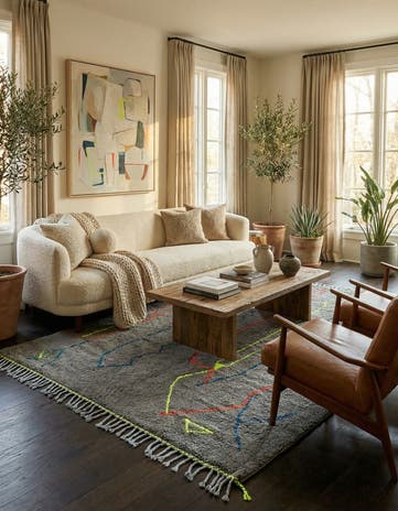 6' 9 x 9' 6 Hand Knotted Moroccan Wool Rug