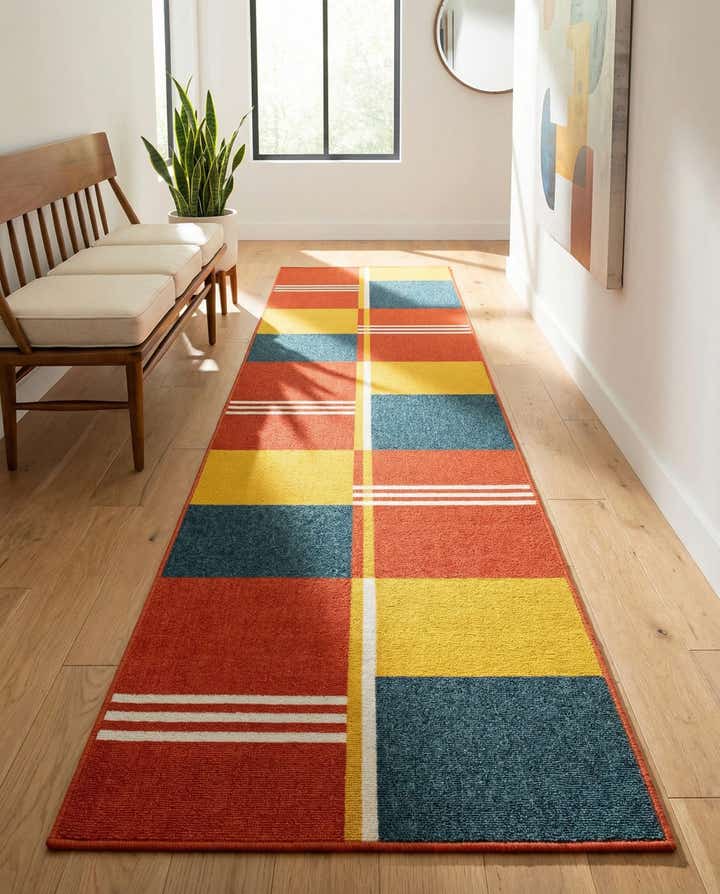 2' 7 x 12' Easy-Clean Modern Indoor / Outdoor Runner Rug