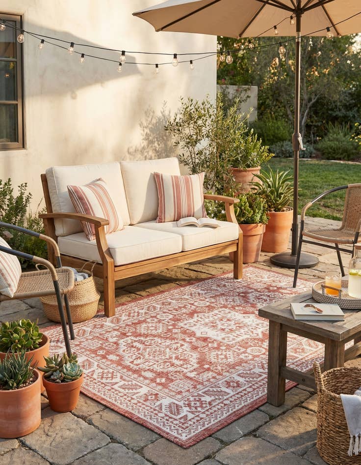 Detail image of  3' x 5' 3  Washable Aztec Indoor / Outdoor Rug