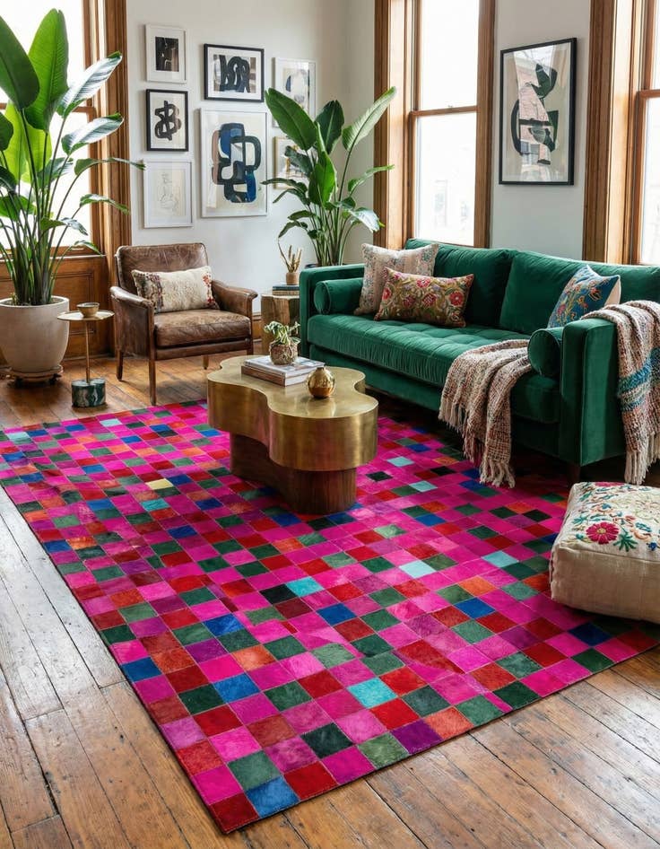 Detail image of  7' 11 x 9' 9 Cowhide - Patchwork Rug