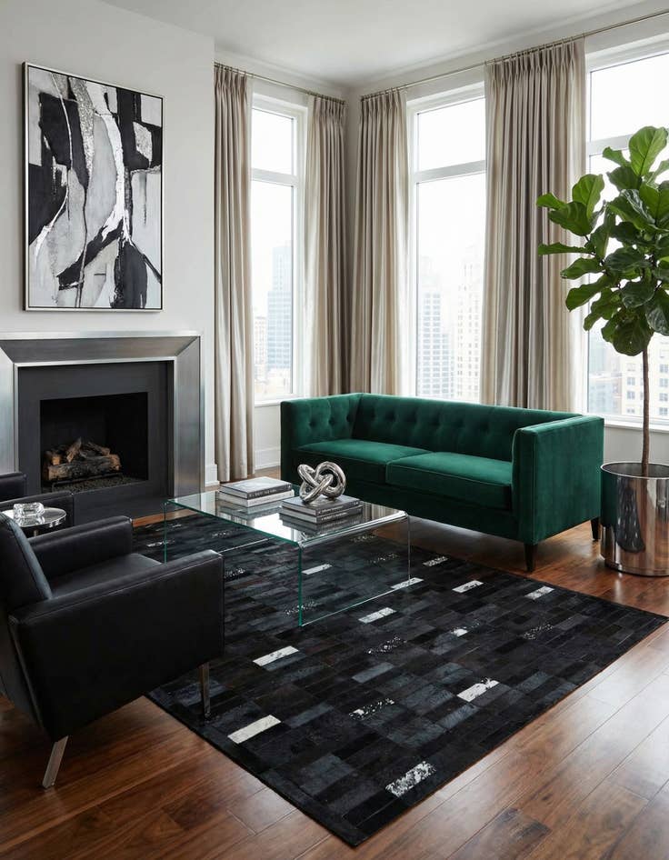 Detail image of  5' 3 x 8' 1 Cowhide - Patchwork Rug