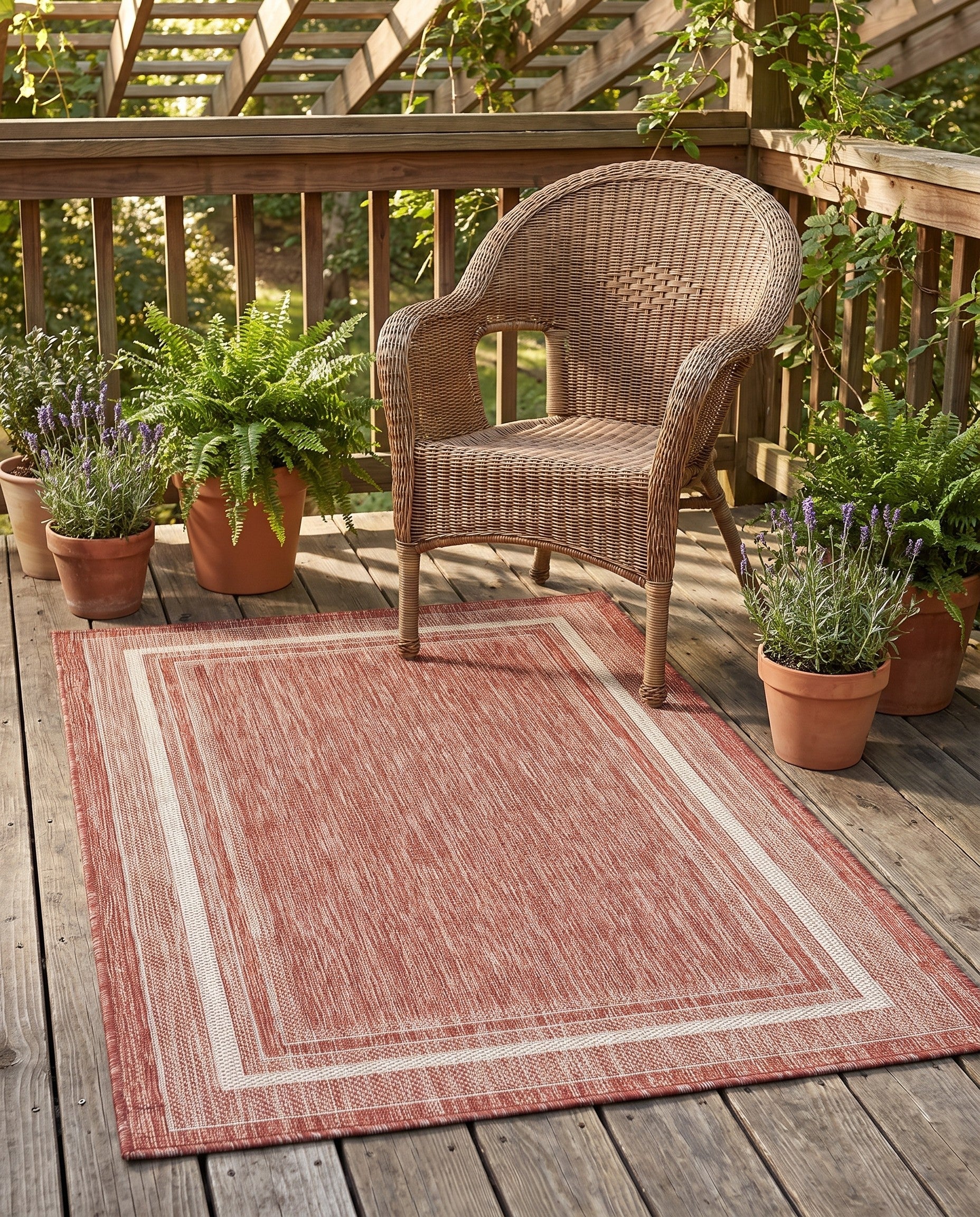 3' 1 x 5' 3 Easy-Clean Border Indoor / Outdoor Rug