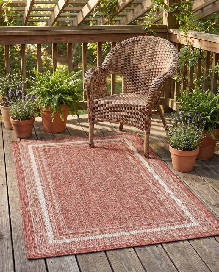 Detail image of 3' 1 x 5' 3 Easy-Clean Border Indoor / Outdoor Rug