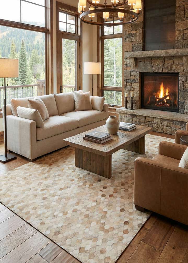 6' 8 x 10' Cowhide Stocks Rug