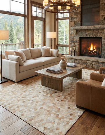 6' 8 x 10' Cowhide Stocks Rug