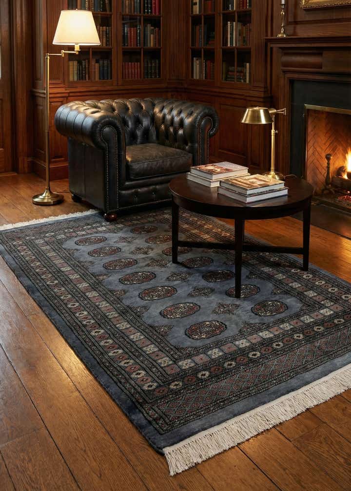 4' 2 x 6' 3 Hand Knotted Torkaman Persian Wool Rug