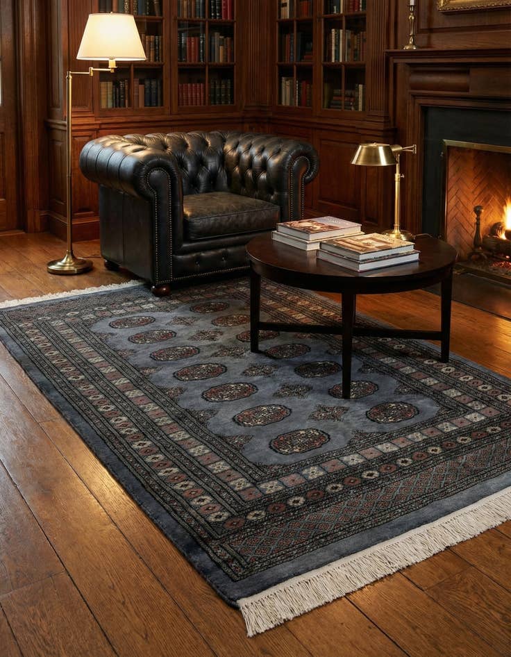 Detail image of  4' 2 x 6' 3  Hand Knotted Torkaman Persian Wool Rug