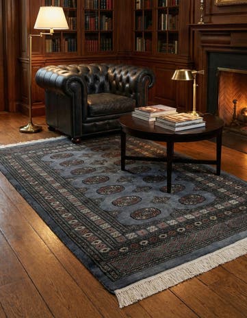 4' 2 x 6' 3 Hand Knotted Torkaman Persian Wool Rug