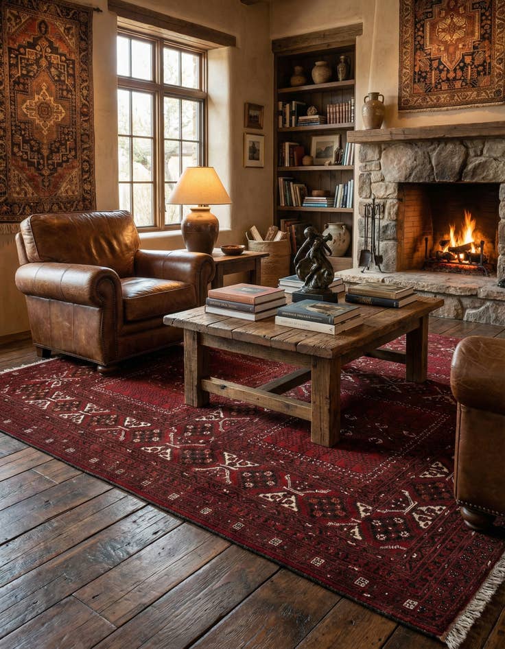 Detail image of  5' 9 x 8' 4  Hand Knotted Afghan Ersari Wool Rug