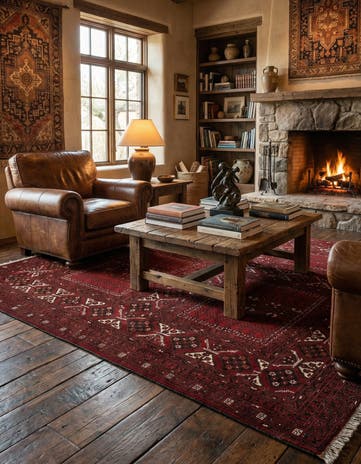 5' 9 x 8' 4 Hand Knotted Afghan Ersari Wool Rug