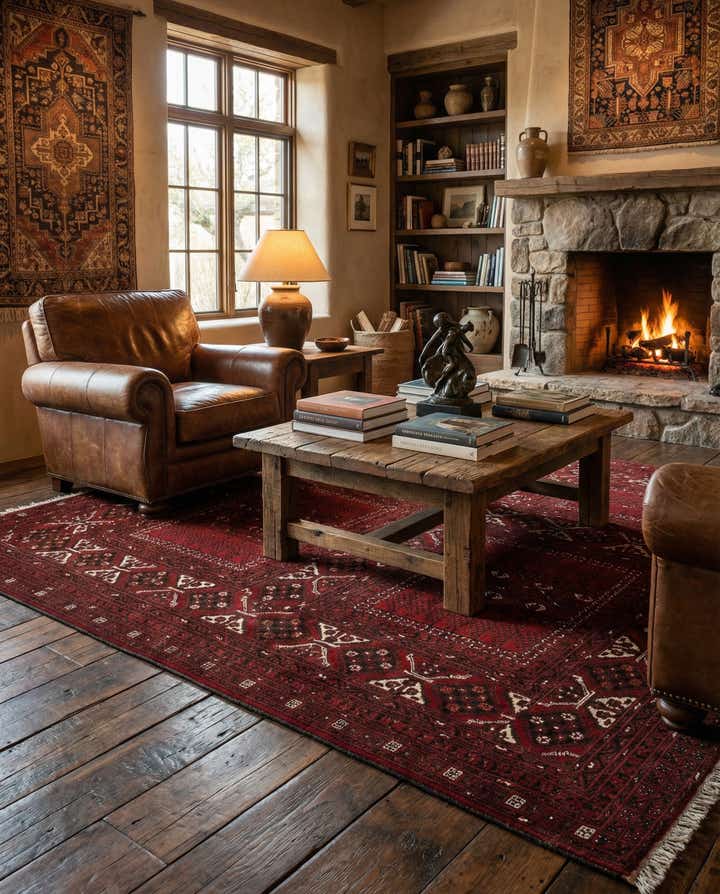 5' 9 x 8' 4 Hand Knotted Afghan Ersari Wool Rug