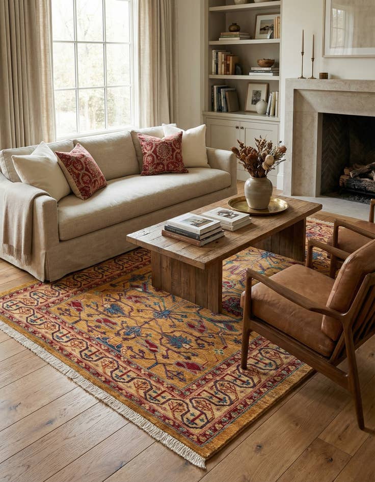 Detail image of 5' 1 x 6' 8  Hand Knotted Ziegler Wool Rug