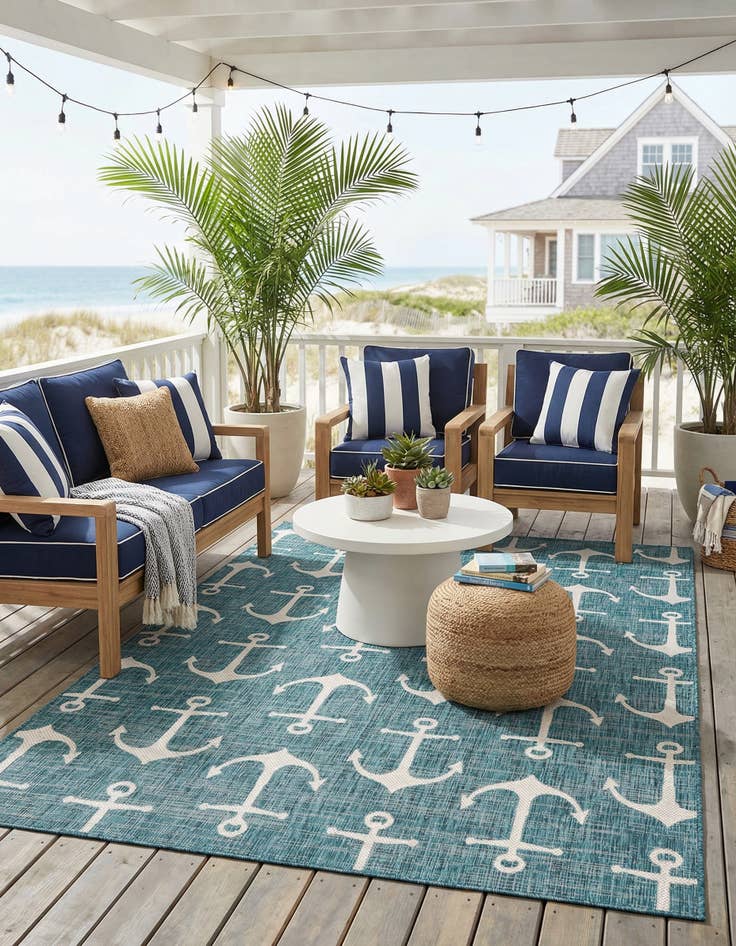 Detail image of  7' x 10'  Washable Coastal Indoor / Outdoor Rug
