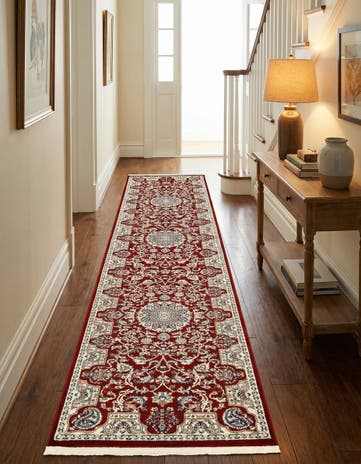 Burgundy Nain Design Runner Rug