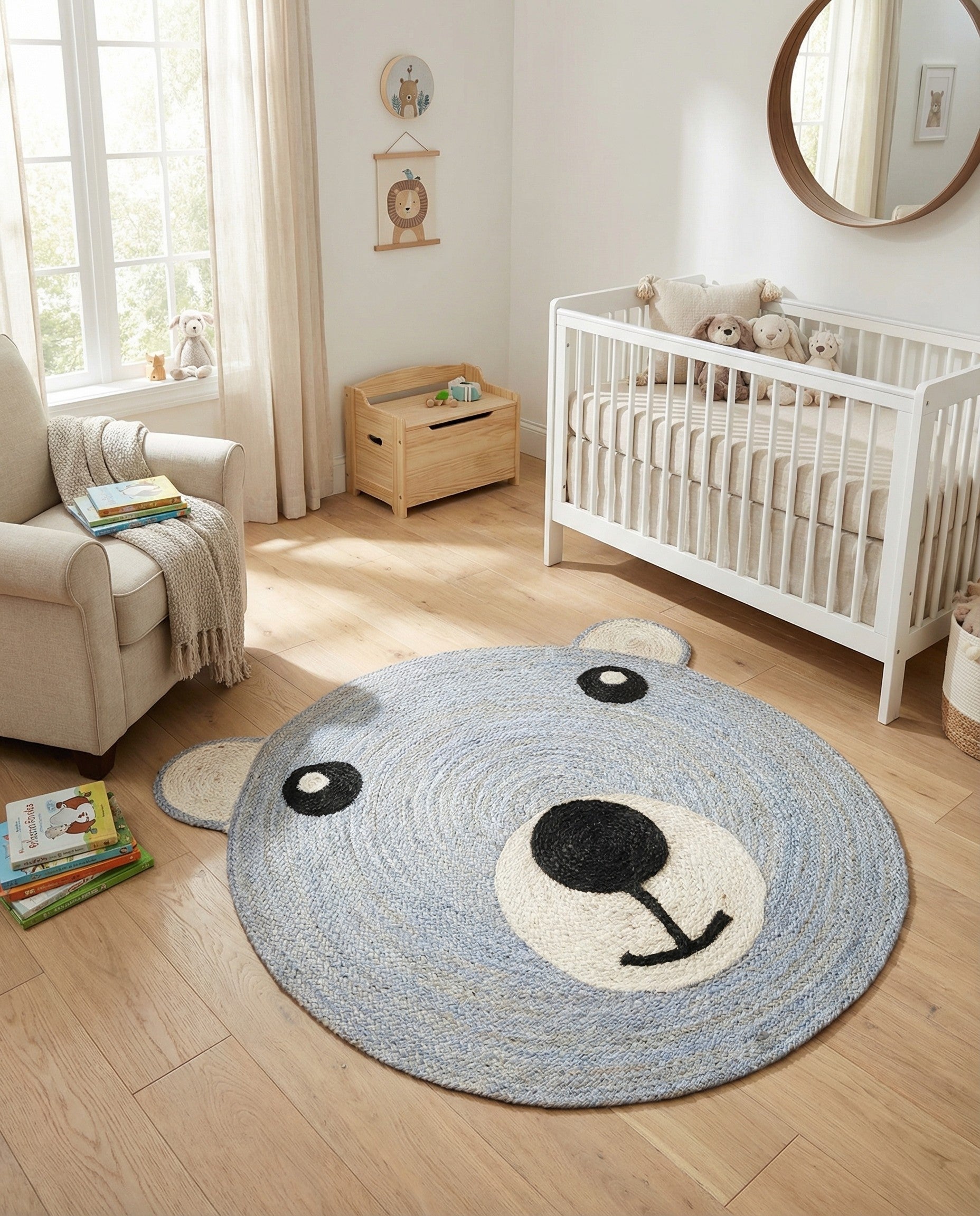  7' 10 x 7' 10  Hand Braided Kids Braided Jute Round Rug