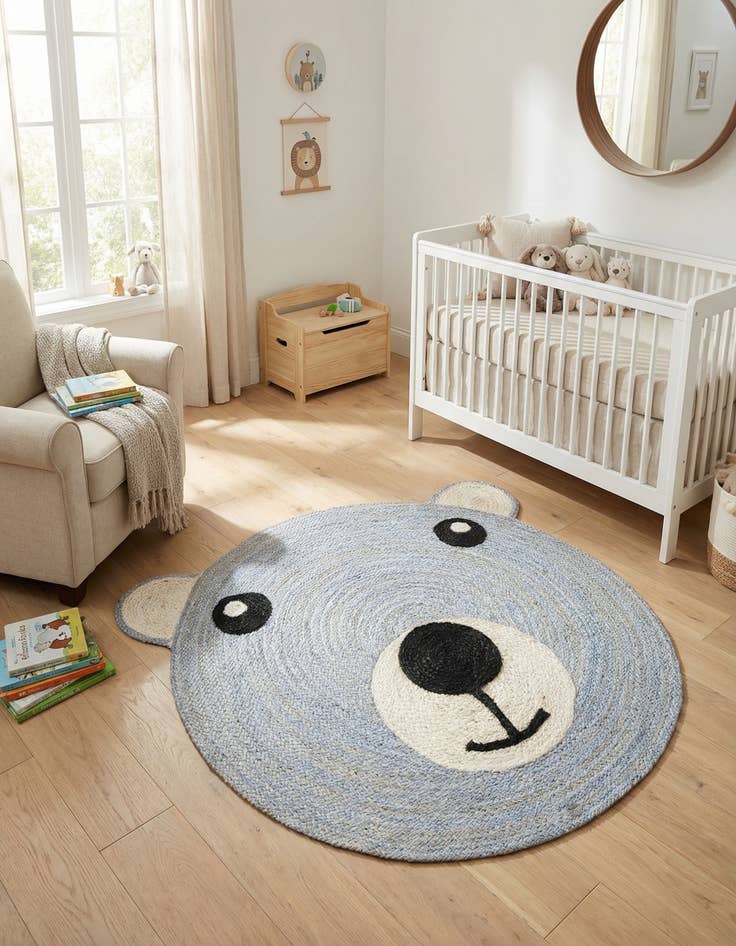 Detail image of 7' 10 x 7' 10  Hand Braided Kids Braided Jute Round Rug