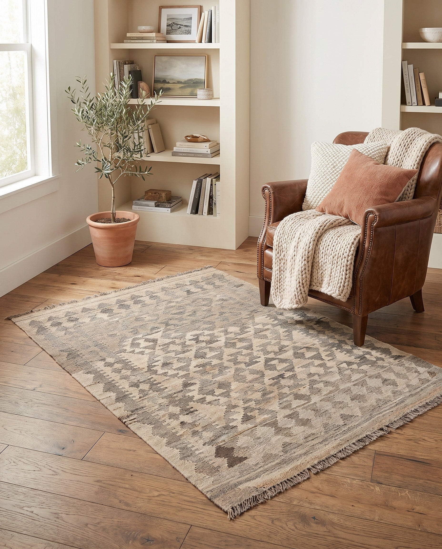 3' 4 x 5' Hand Woven Kilim Maymana Wool Rug