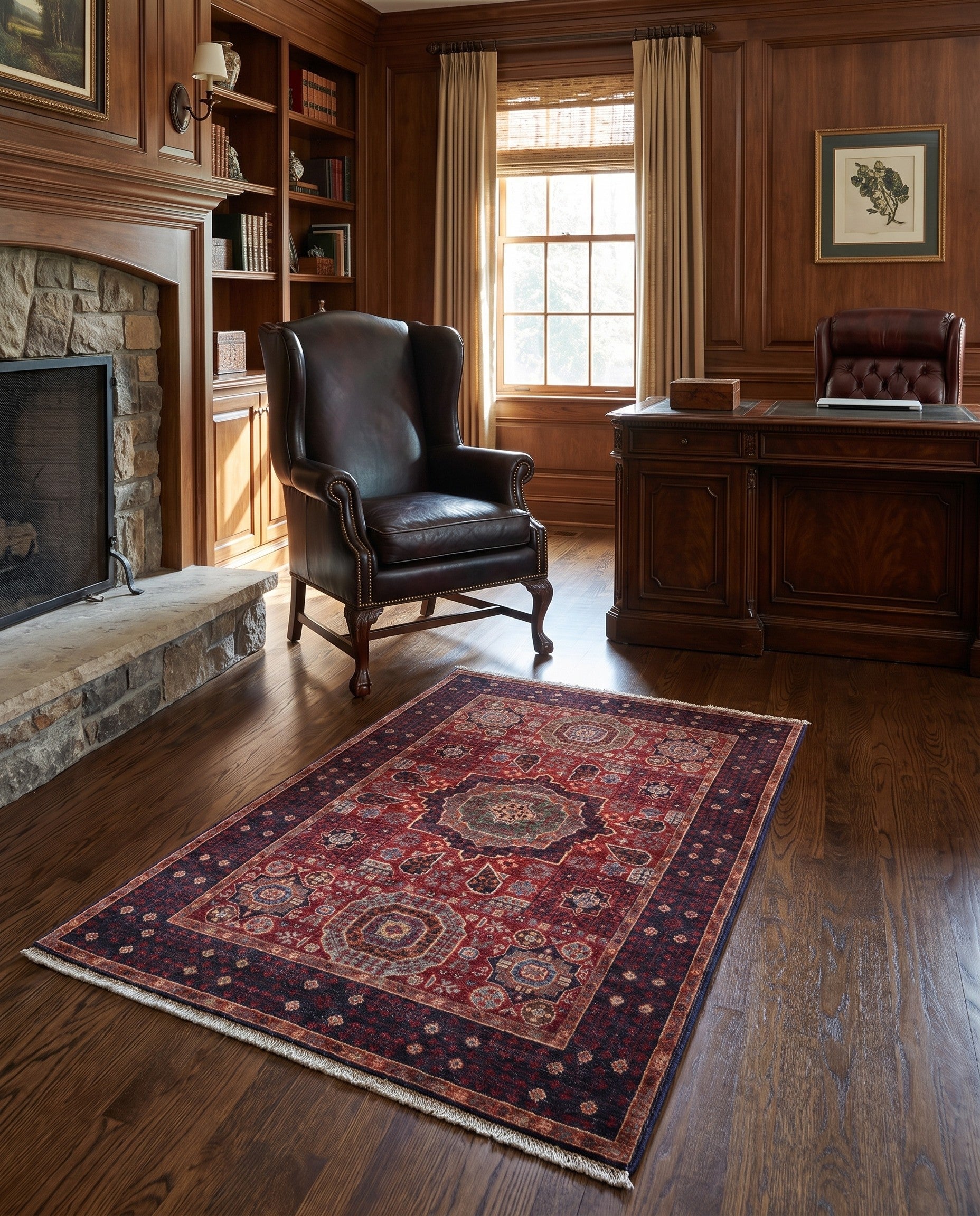 3' 5 x 5' 3 Hand Knotted Mamluk Ziegler Rug