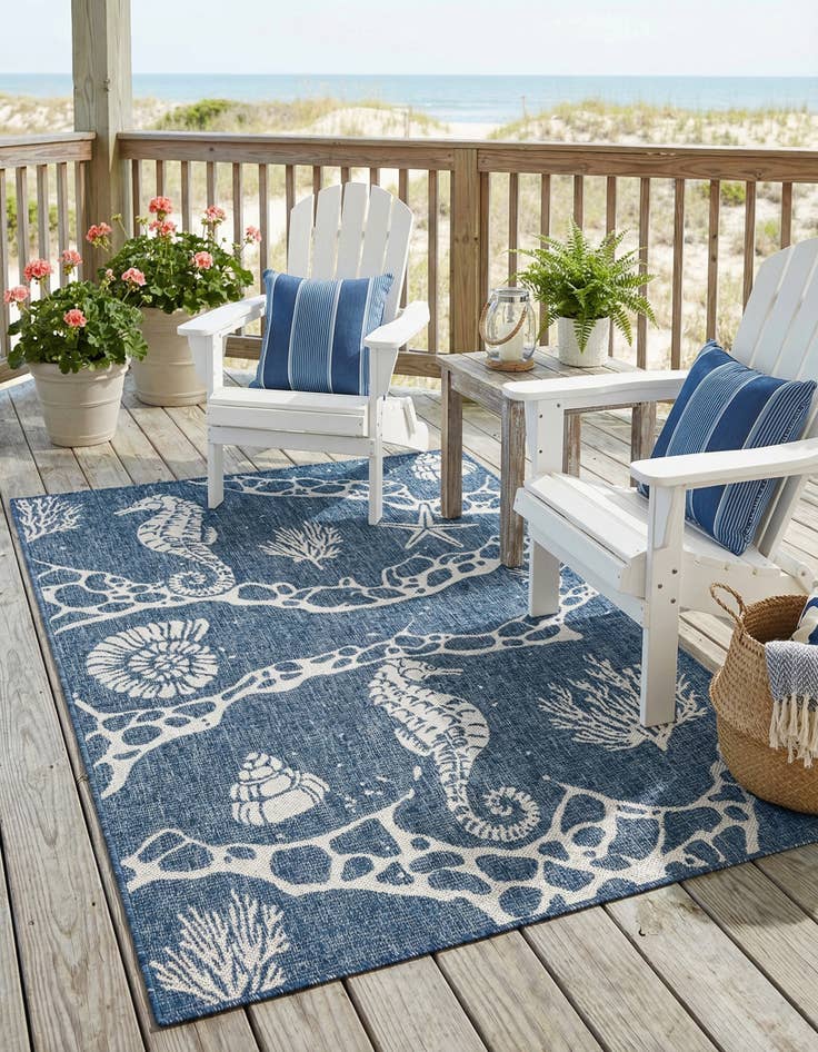 Detail image of 4' x 6' Easy-Clean Coastal Indoor / Outdoor Rug