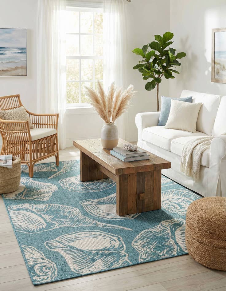 Detail image of 5' 3 x 7' Easy-Clean Coastal Indoor / Outdoor Rug