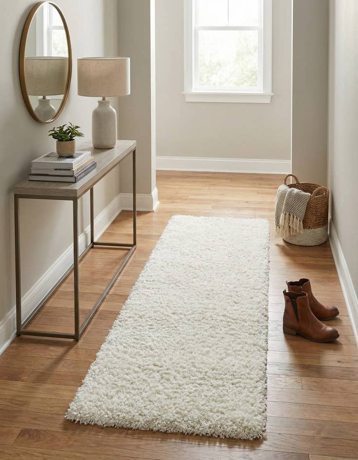 Detail image of 2' x 6' 5 Solid Shag Runner Rug