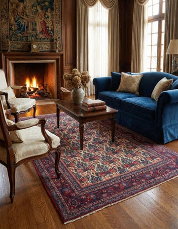 4' 3 x 6' 3 Hand Knotted Kermanshah Persian Rug