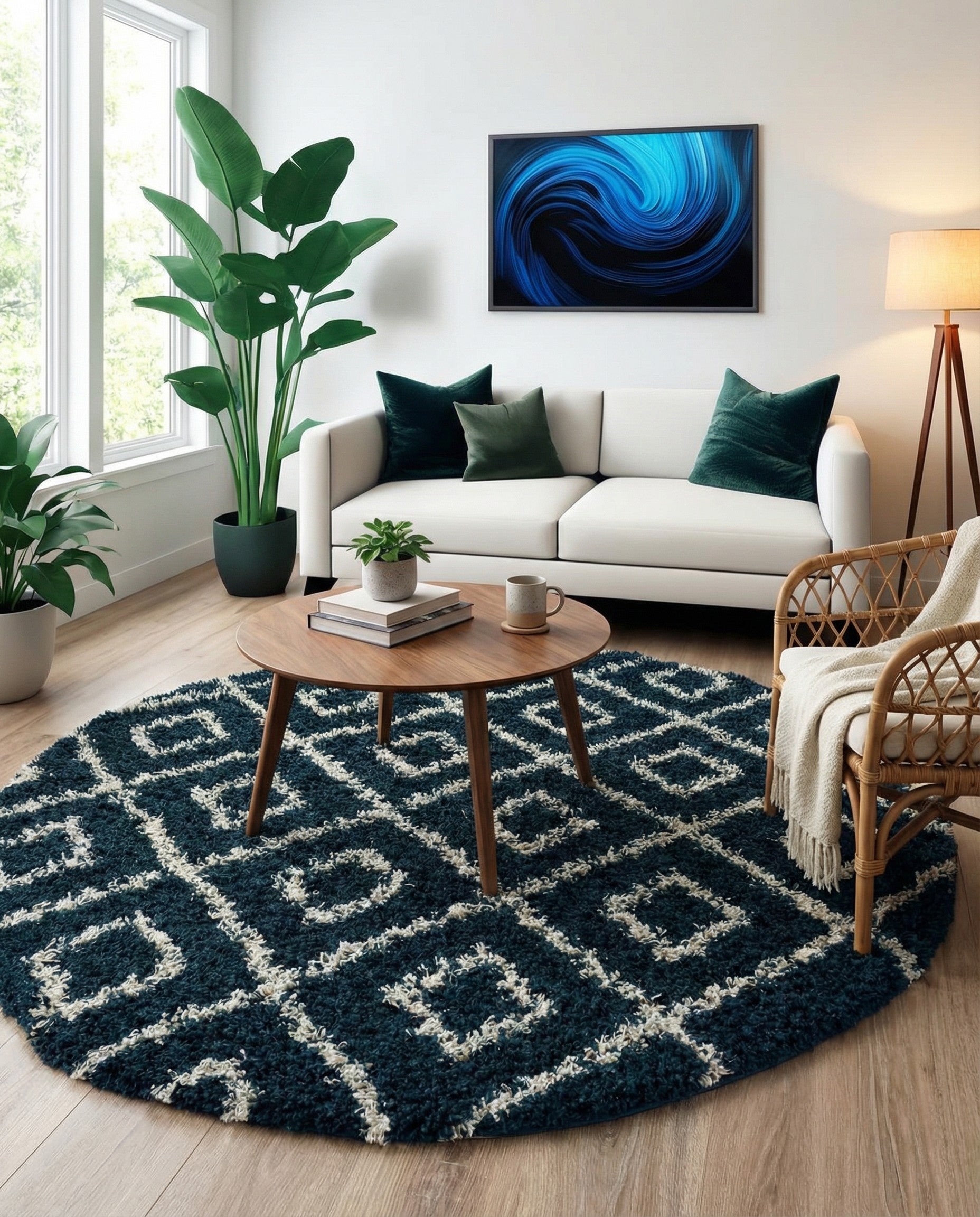  7' 10 x 7' 10 Lattice Shag Round Rug