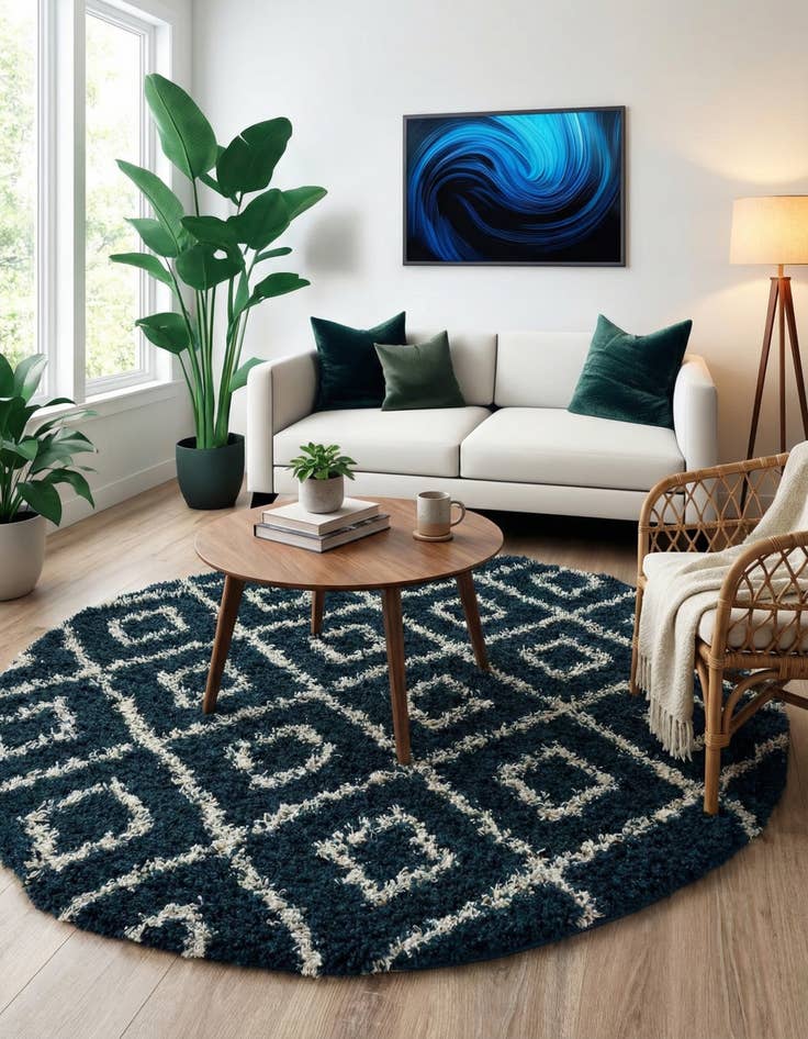 Detail image of 7' 10 x 7' 10 Trellis Shag Round Rug