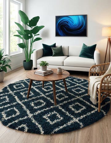 7' 10 x 7' 10 Lattice Shag Round Rug