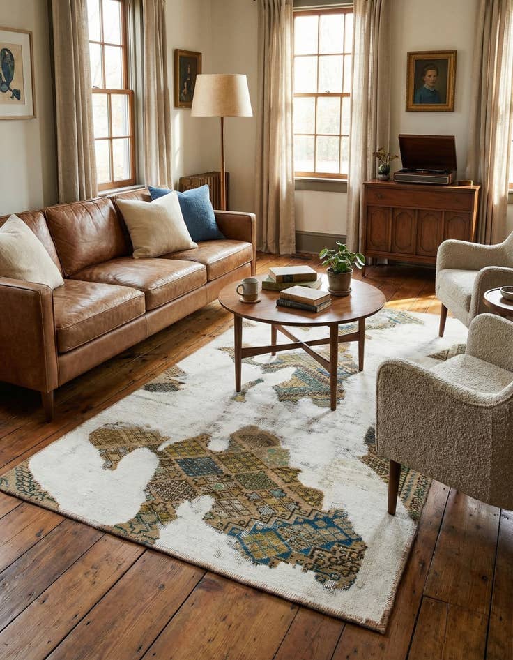 Detail image of  3' 7 x 6'  Hand Knotted Ultra Vintage Persian Wool Rug