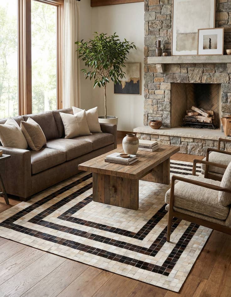 Detail image of 5' 1 x 7' 11 Cowhide Stocks Rug