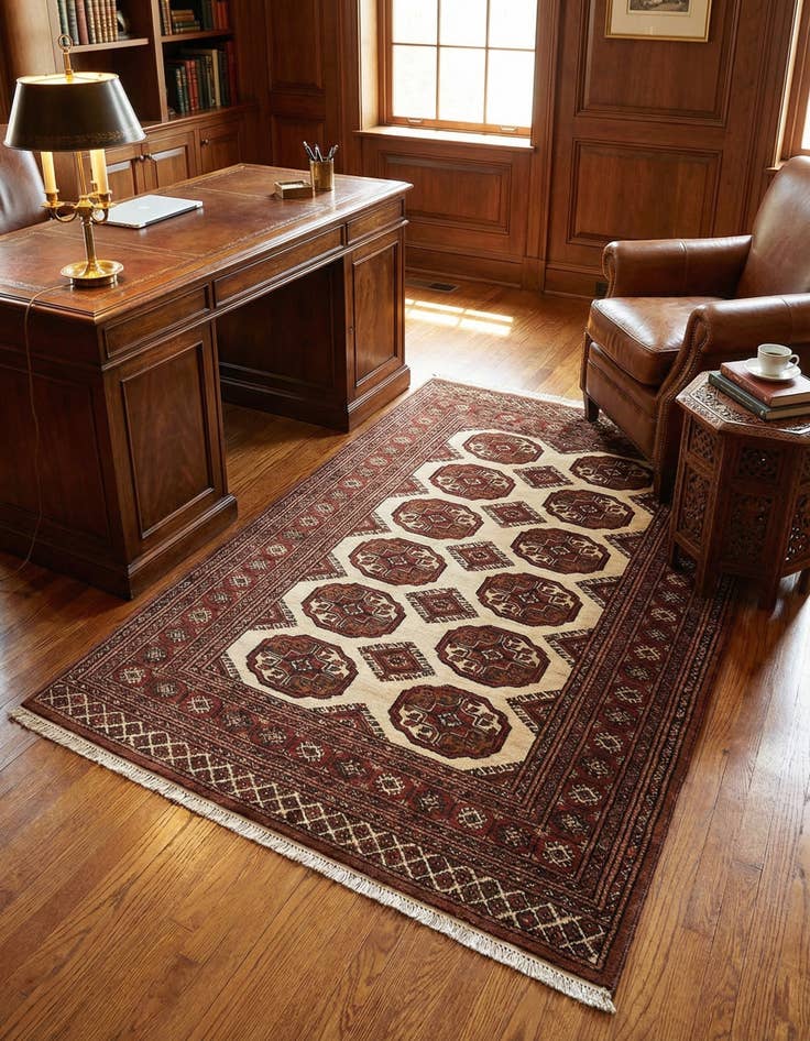 Detail image of  4' 2 x 5' 9  Hand Knotted Bokhara Oriental Wool Rug