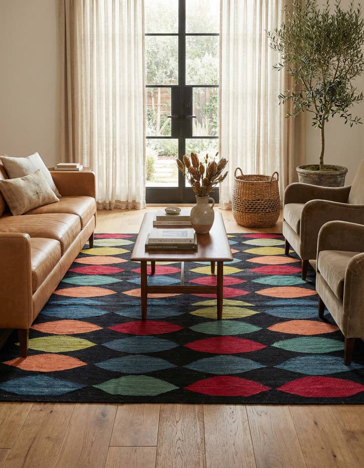 Detail image of 5' 8 x 8'  Hand Woven Kilim Modern Wool Rug