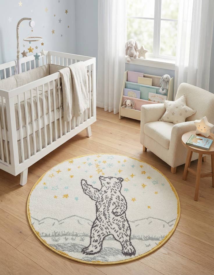 Detail image of 3' 3 x 3' 3 Bear Whimsy Kids Round Rug