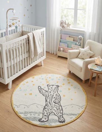 3' 3 x 3' 3 Bear Whimsy Kids Round Rug