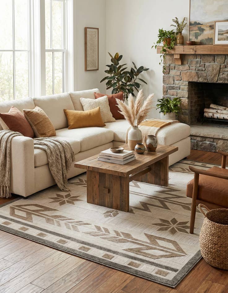 Detail image of 7' 10 x 11' Easy-Clean Modern Indoor / Outdoor Rug